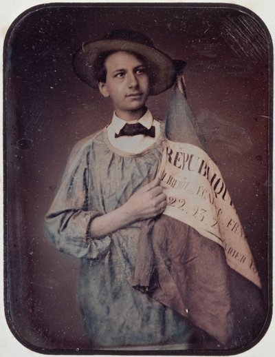 Young Man with a Flag, 1848 by French Photographer